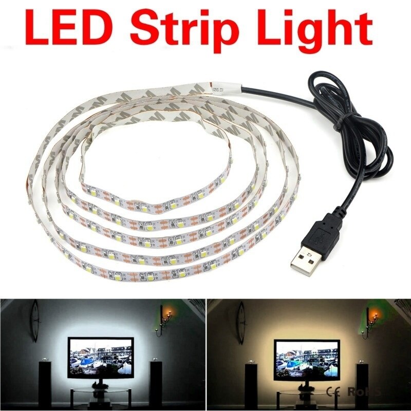 5V 1M /2M TV Background Lighting USB Cable Power LED Strip Light Lamp Christmas Desk Decor Lamp Tape for Usb Gadgets