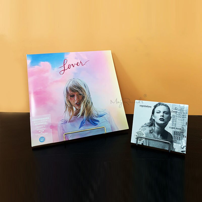 Black/Gold Holder Metal Desktop Display Stand Storage Shelf For CD LP Vinyl Record EP