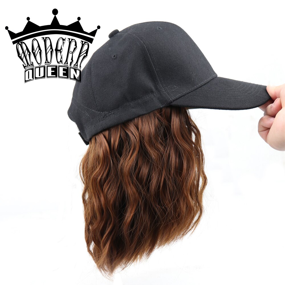 MODERN QUEEN Short Curl Baseball Cap Hair Wig 10inch Synthetic Bob Wig Cap Hair Heat Resistant Fiber Female Short Bob Wig Hair