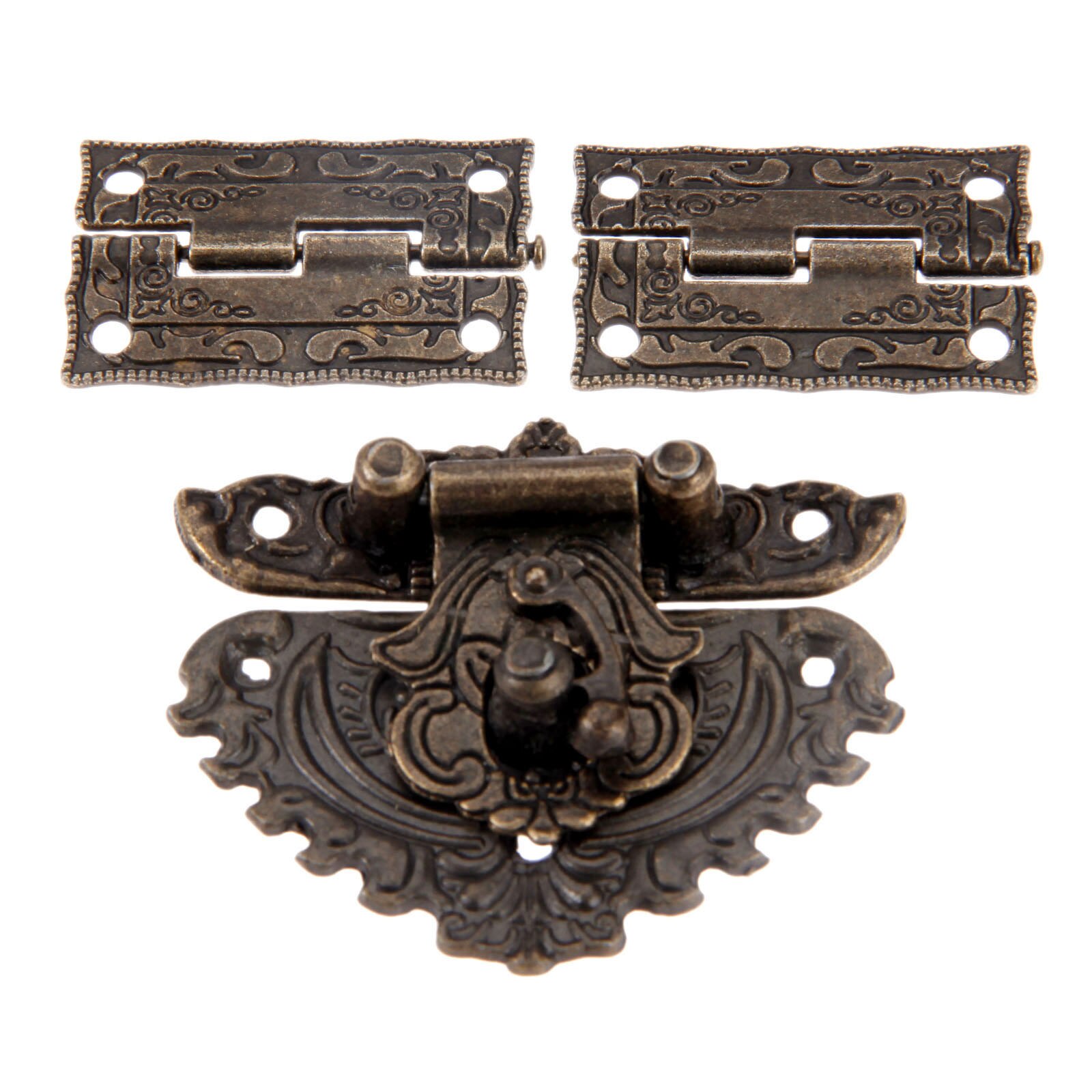Antieke Bronzen Meubelbeslag Box Klink Hasp Sloten Toggle Gesp 2 Stuks Decoratieve Kast Scharnieren Voor Sieraden Houten Doos