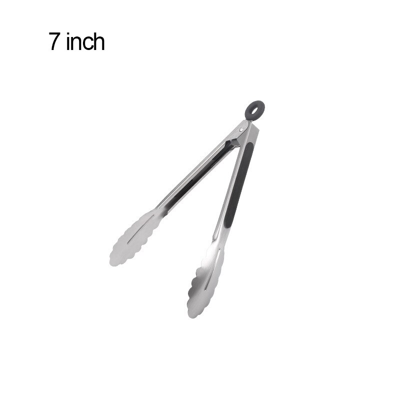 430 Stainless Steel Salad Tongs BBQ Kitchen Cooking Food Serving Utensil Tong Kitchen Accessories Tools Restaurant Food Folder: 7 inch