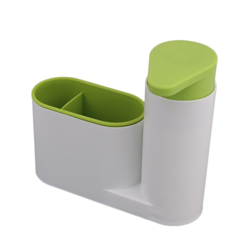 Multifunctionele Draagbare Badkamer Plastic Shampoo Zeepdispenser Praktische Vloeistof Met Spons Houder Keuken Badkamer Abs Hand: green