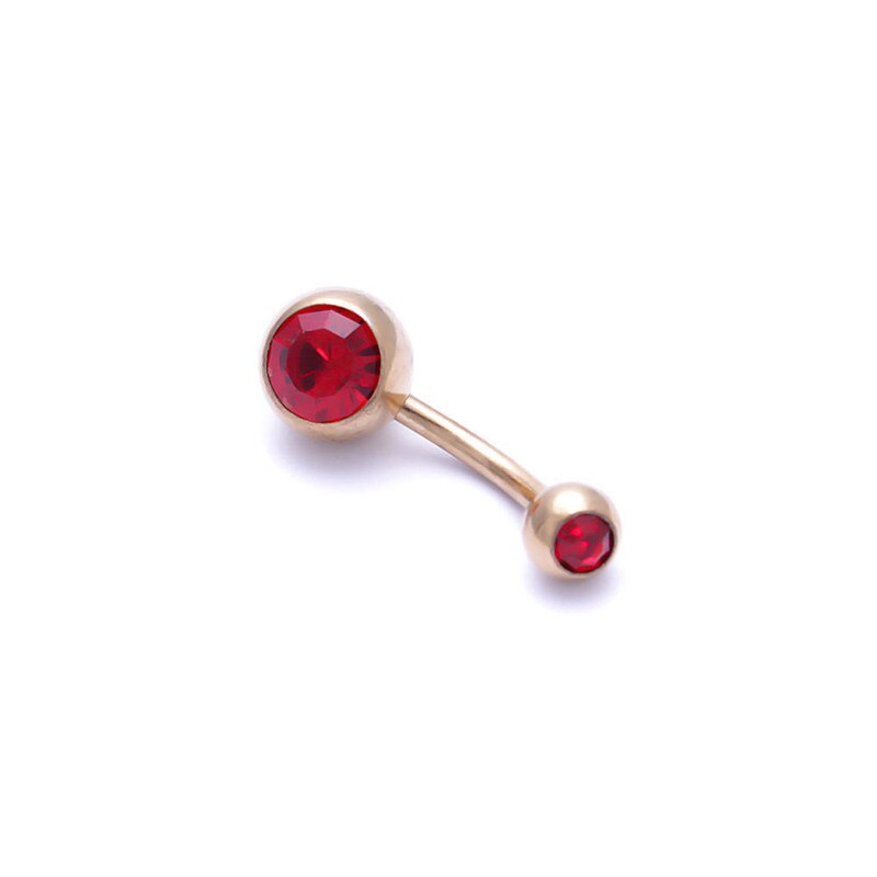 1 Pc Unisex Charm Punk Golden Crystal Rhinestones Navel & Belly Button Rings Body Piercing Jewelry 9 Colors: Red