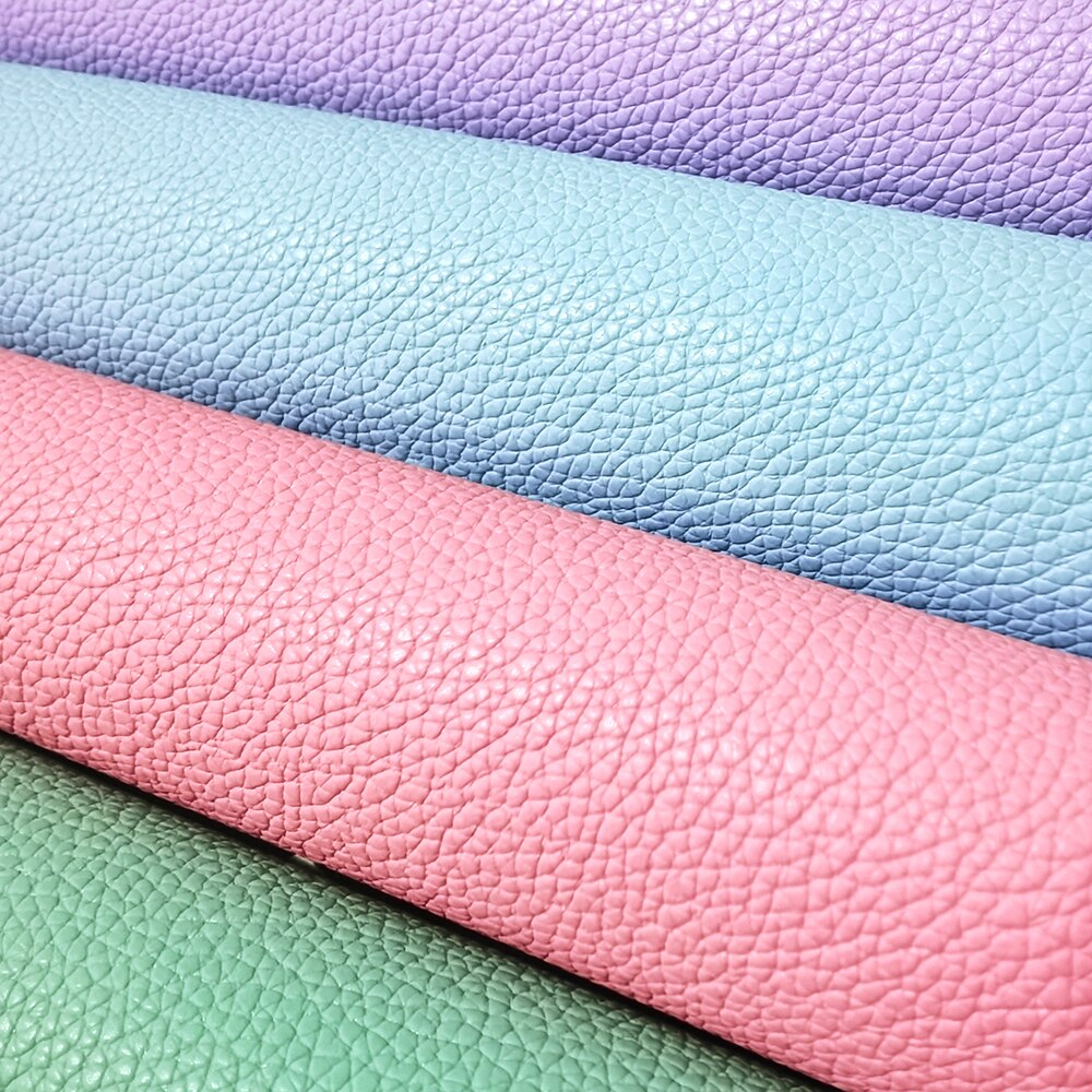 6 Stks/set Effen Kleur Litchi Grain Vinyl Stof Faux Lederen Sheet Set Voor Oorbellen Hairbow Handtas Maken, 1Yc9793