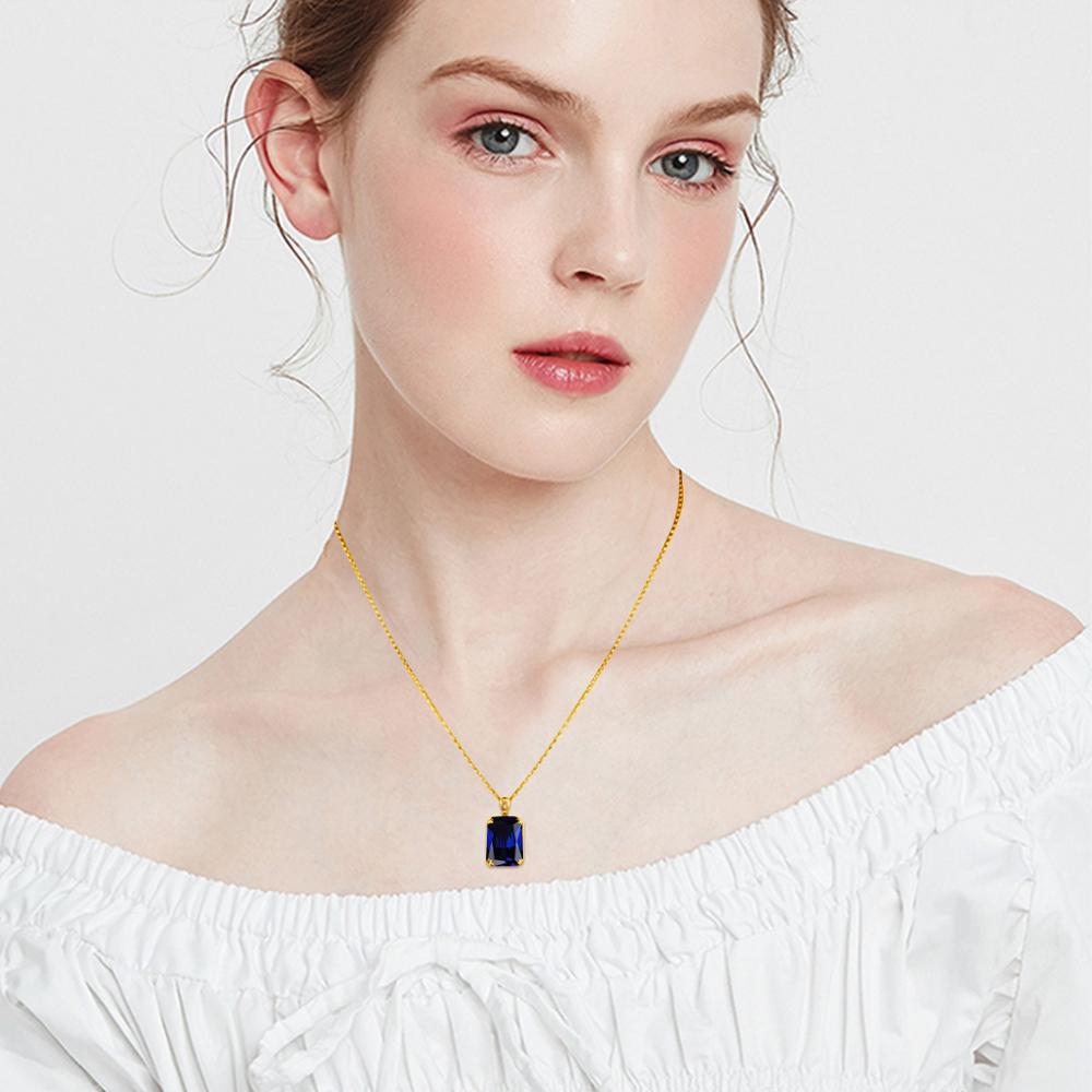 Szjinao Silver Pendant For Women Real 925 Sterling Silver Gold Color Blue Sapphire Statement Pendants Gemstones Fine Jewelry