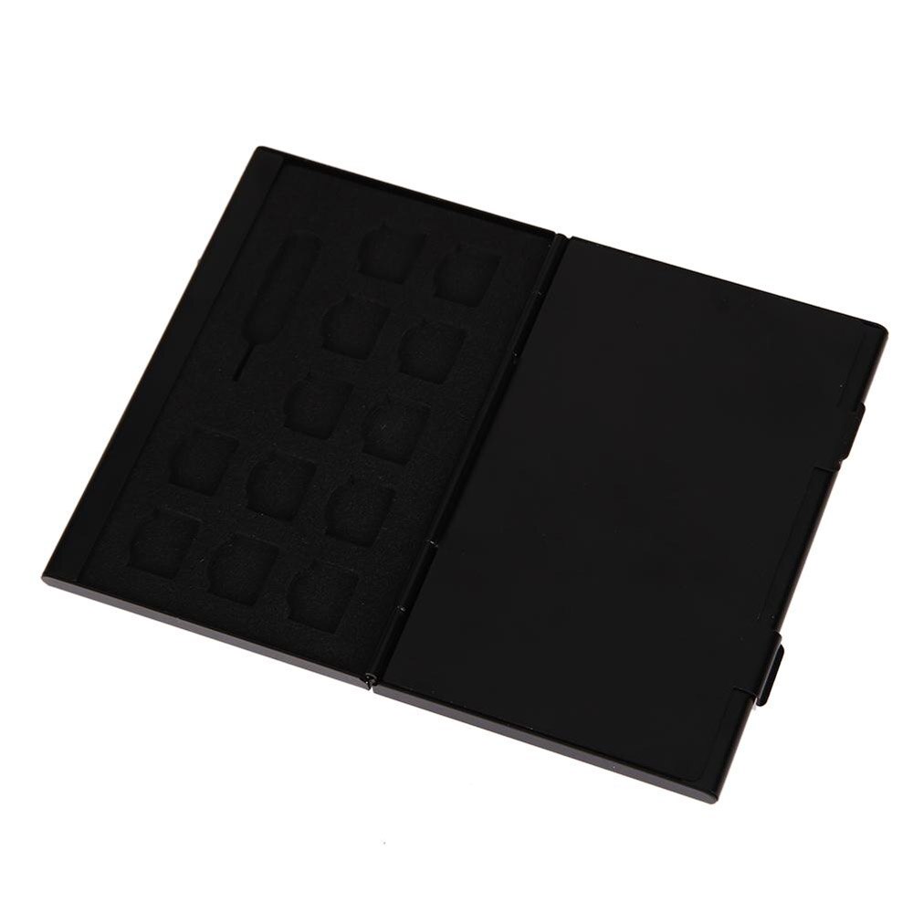 21 in 1 Aluminum Portable SIM Micro Pin SIM Card Nano Memory Card Storage Box Case Protector Holder Black