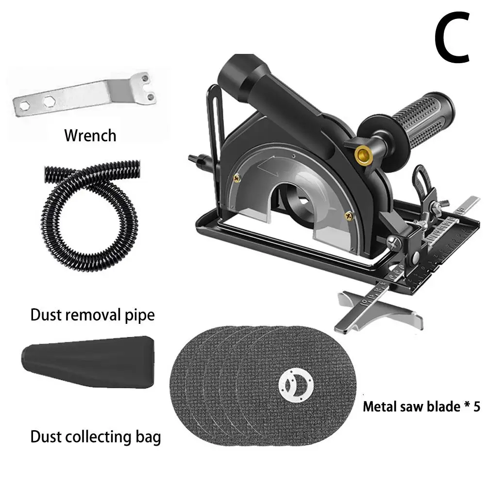 Dust Free 45° Adjustable Cutting Depth Positioning Bracket Angle Grinder Retrofit Cutting Machine Slotting Base for 100-125MM: Red, Silver Tone