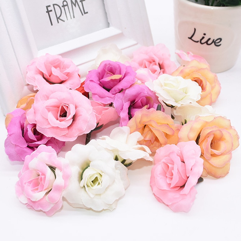 20pcs 5cm Silk Rose Flower Heads Artificial Flowers For Wedding
