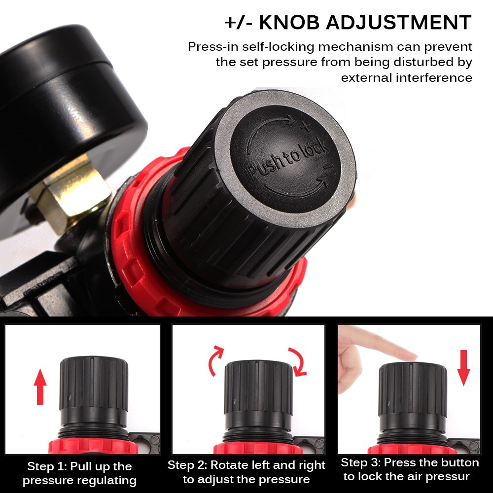 Allomn luftkompressor filter regulator gauge trap olie / vand filter luft separator trykregulator airbrush kompressor