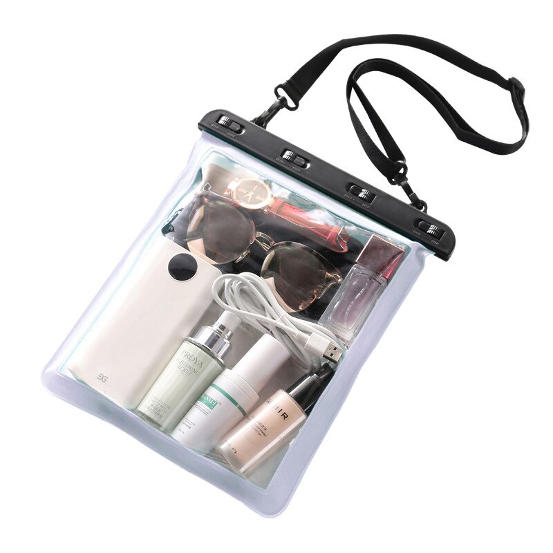 Bolsa de natación grande para teléfono móvil, funda impermeable para nadar, bucear, usar en la playa, iPhone 10, Huawei P40: Color blanco
