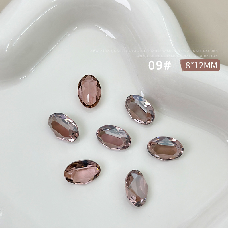 10 Uds. De joyería de cristal ovalada grande para uñas, abalorio inferior puntiagudo, decoraciones de diamantes, adornos de manicura de alta transparencia de lujo