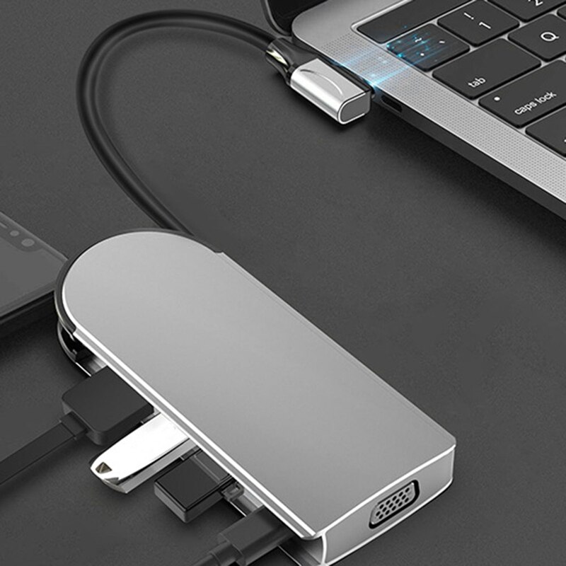 Usb C Hub Multipoort Adapter 10-In-1 Met Ethernet 3 Usb 3.0 Poorten 4K Hd Sd/Tf Card Slots Voor Pro, air