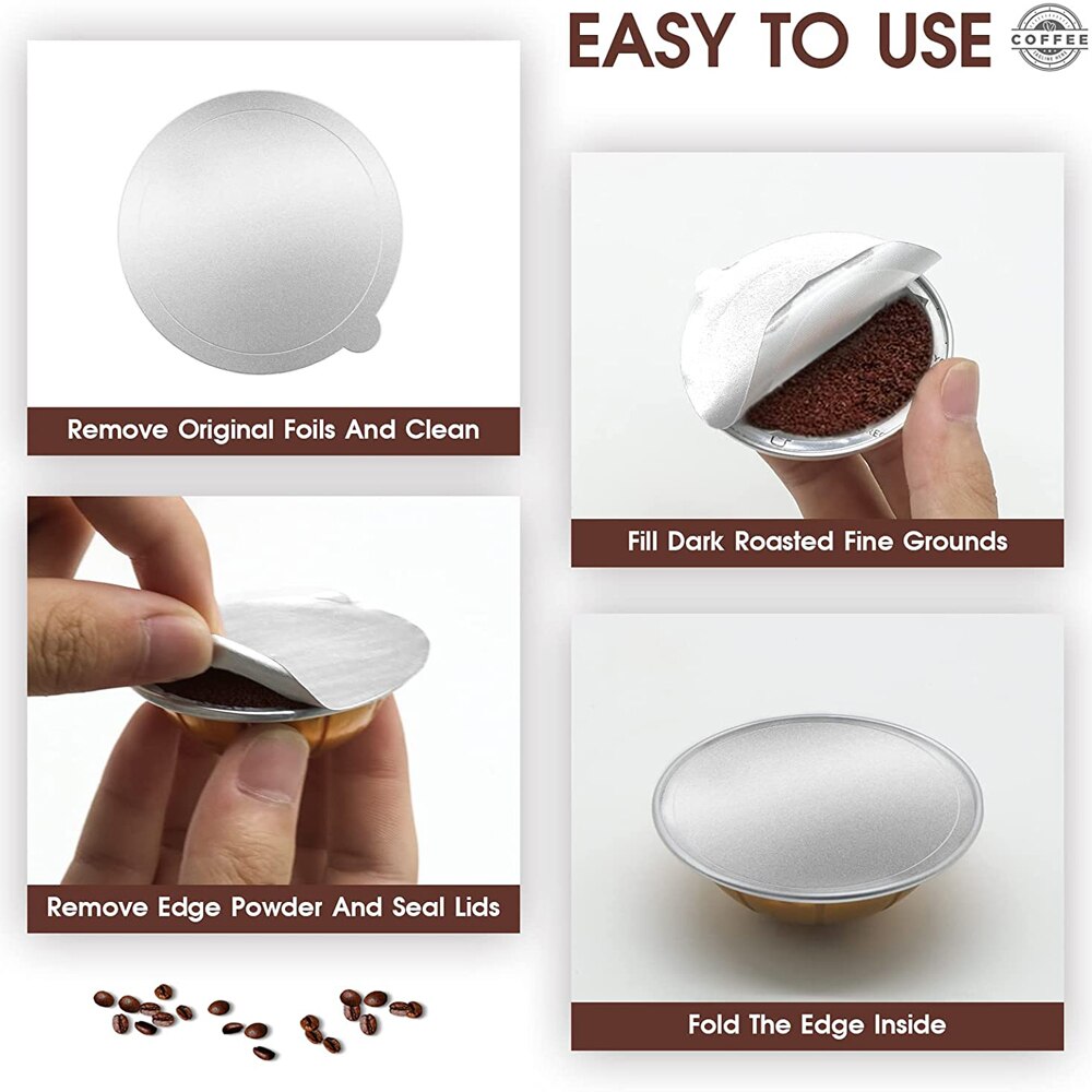 62mm påfyllningsbara nespresso vertuo kapslar klistermärke engångs nespresso vertuoline skida självhäftande folieförsegling aluminiumfilm lock