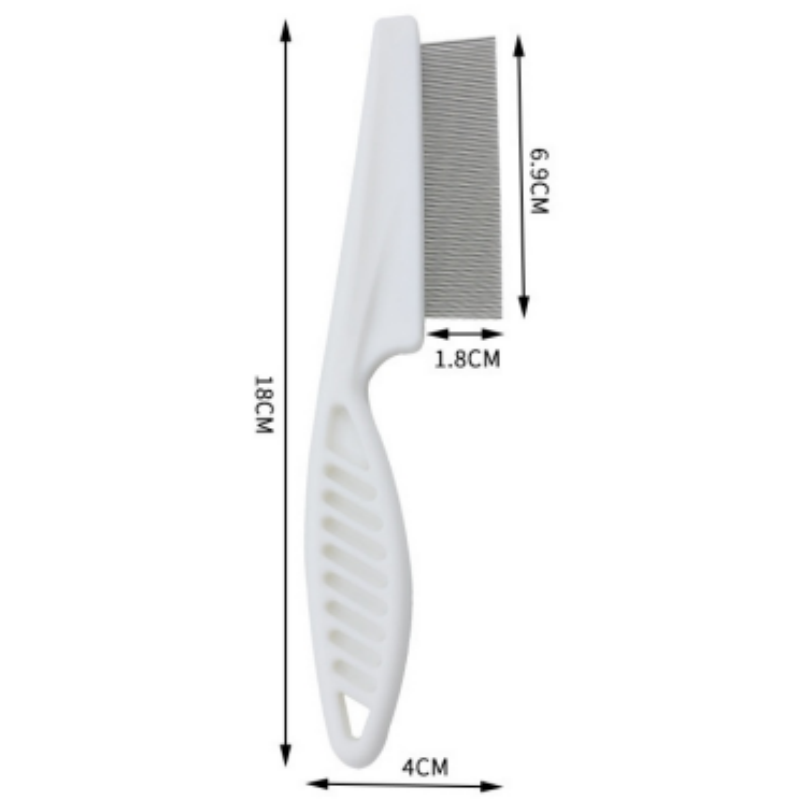Vlooienkam Hond Kat Ontharingsborstel Roestvrij staal Dichte tanden Inline kam Draagbaar huisdier Universele verzorging Reinigingsbenodigdheden: WIT