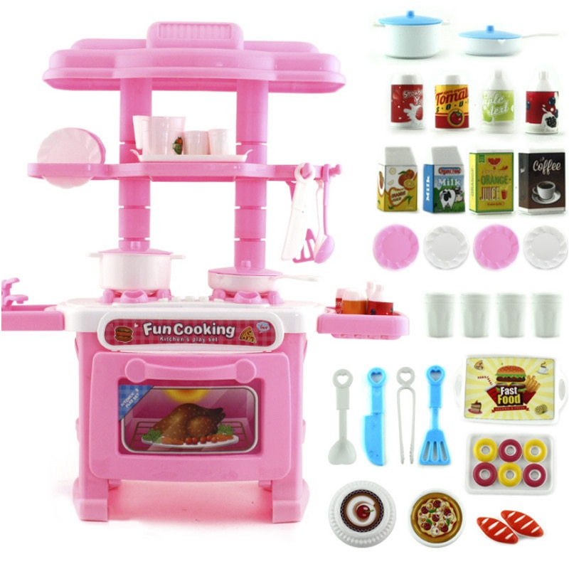 Förderung Preis! Neue freundlicher Küche einstellen freundlicher Küche Spielzeug Kochen Simulation Modell Bunte Pädagogisches Spielzeug für Mädchen Baby D231