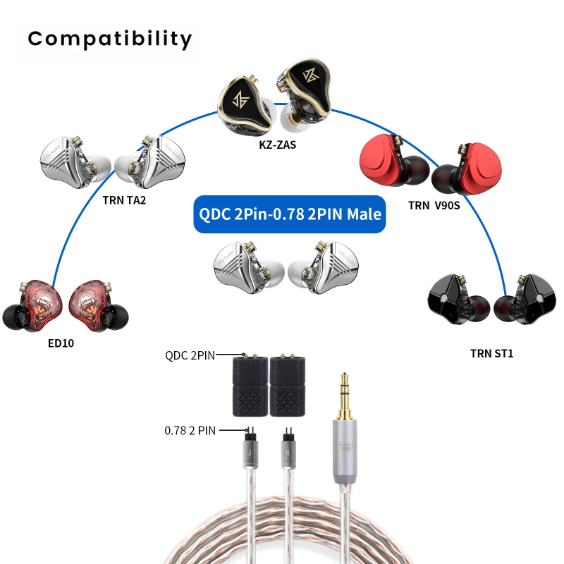 0,78 naar QDC-adapter QDC naar 2-pins QDC naar 0,78-adapter 2-pins QDC-adapter QDC 2-pins adapter QDC-adapter 2-pins 0,78 naar KZ 0,78 naar TRN