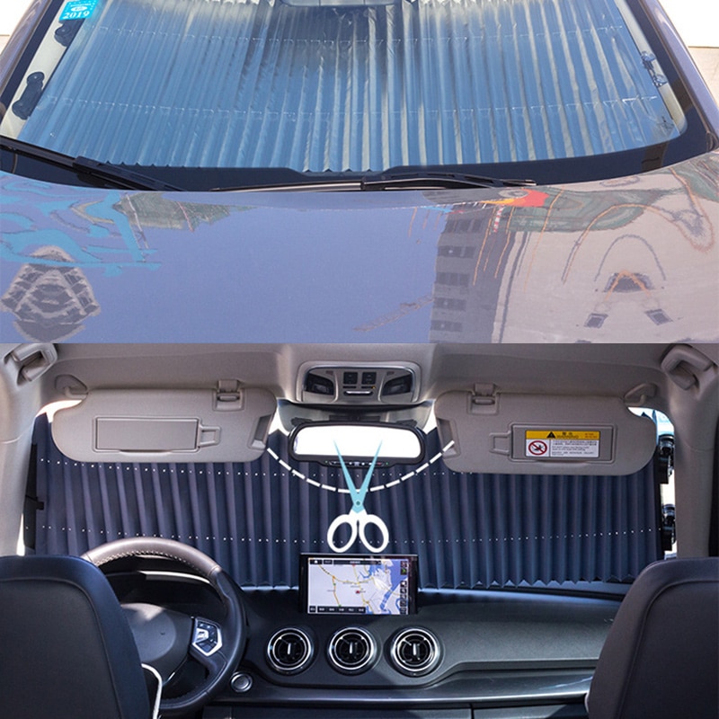Car Retractable Curtain With Uv Protection Sunshade Car Window Sunshade Upgarde Retracta'ble SUV Truck Car Front Windshield