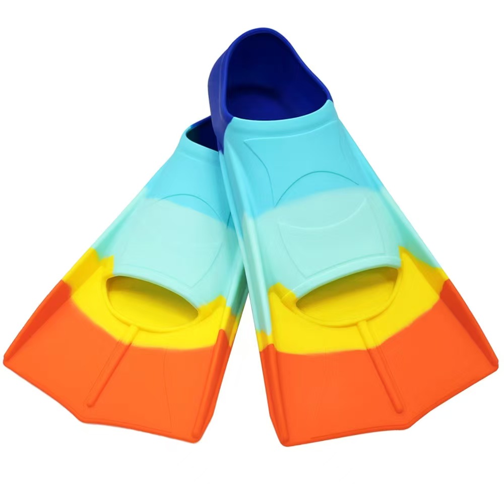 Silicone Fins Swim Training Snorkel Short Diving Flippers Frog Shoes Men Women Breaststroke Freesnorkel Swimming: L / Red