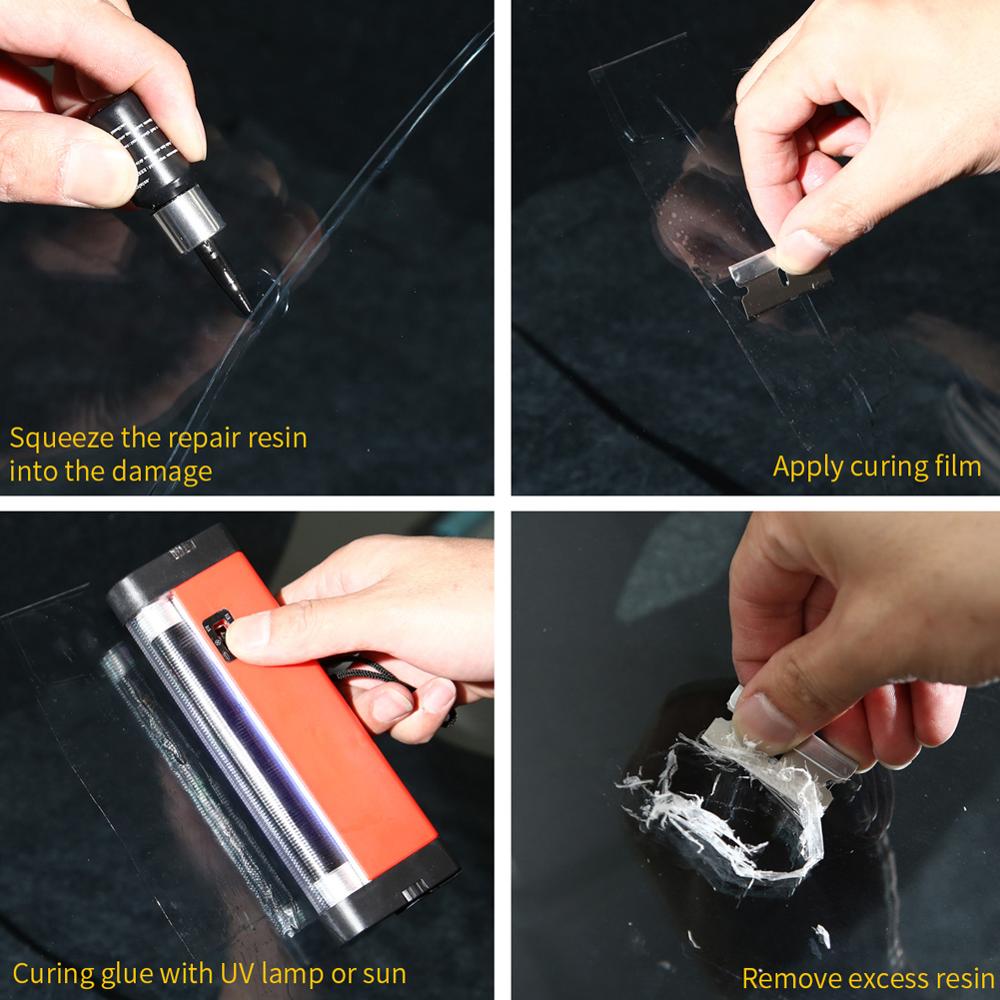 Automotive Glass Nano Repair Fluid Window Broken Glass Nano Repair Tool Set Black Magic Windshield Crack Chip Repair Tool Kit