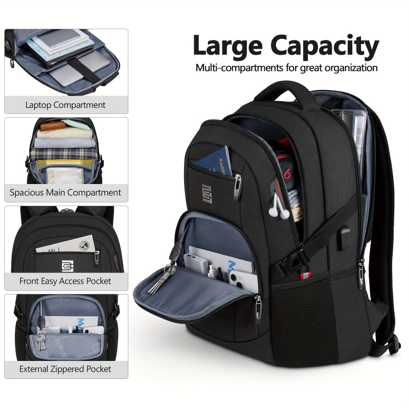 Bagsure water-resistant 15.6 inch Laptop Backpack with USB charging port