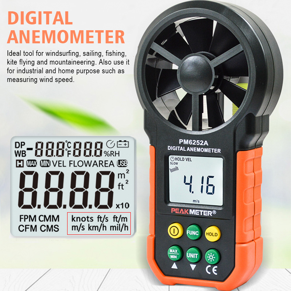 LCD Display Mountaineering Digital Anemometer Wind Speed Tester Sailing Air Volume Measuring Portable Handheld Windsurfing
