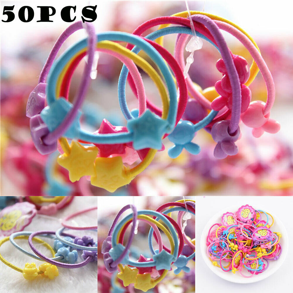 50 pcs Baby Elastic Hair Bands Rope Cute Cartoon Hair Holders Rubber Bands Baby Girl Headwear Hair Accessories