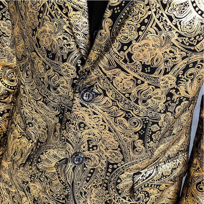 Smoking vêtement formel slim costume veste hommes de luxe paisley fleur motif fantaisie costume veste discothèque danse hommes jolie pochette
