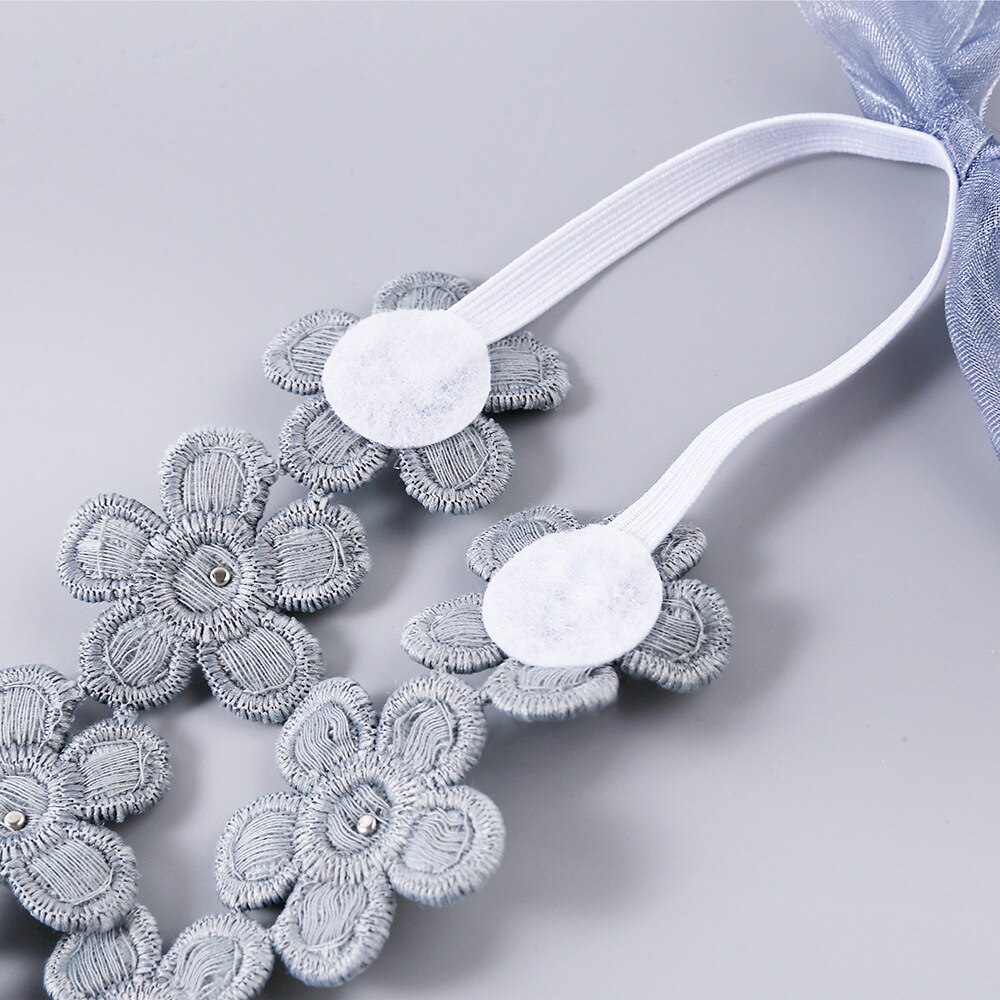 Diadema de encaje flor para niña, diadema elástica Floral suave con lazo, accesorios para el cabello, cinta para de cumpleaños y boda
