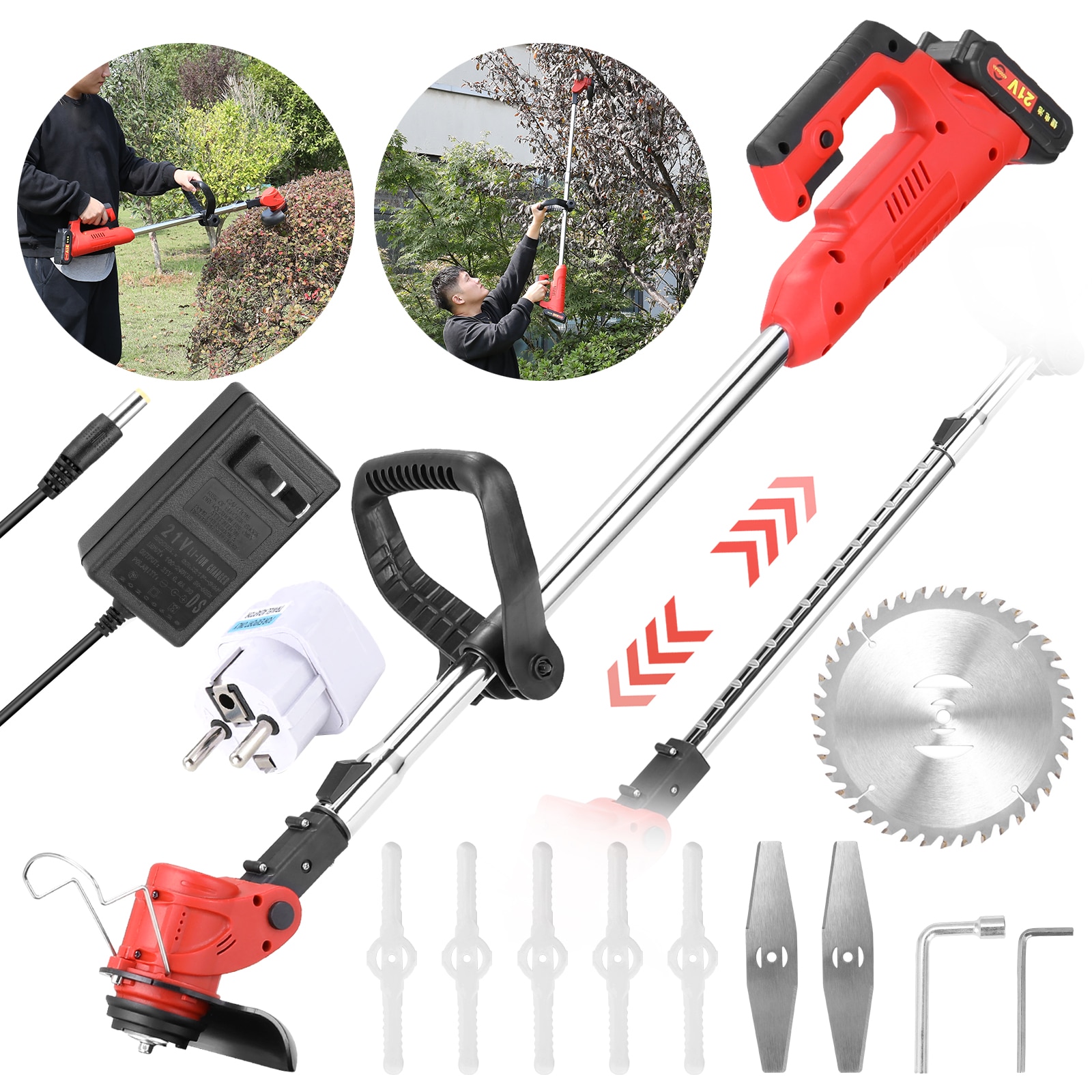 21V Electric Lawn Mower Cordless Household Grass Trimmer Cutter Portable Pruning Garden Tool