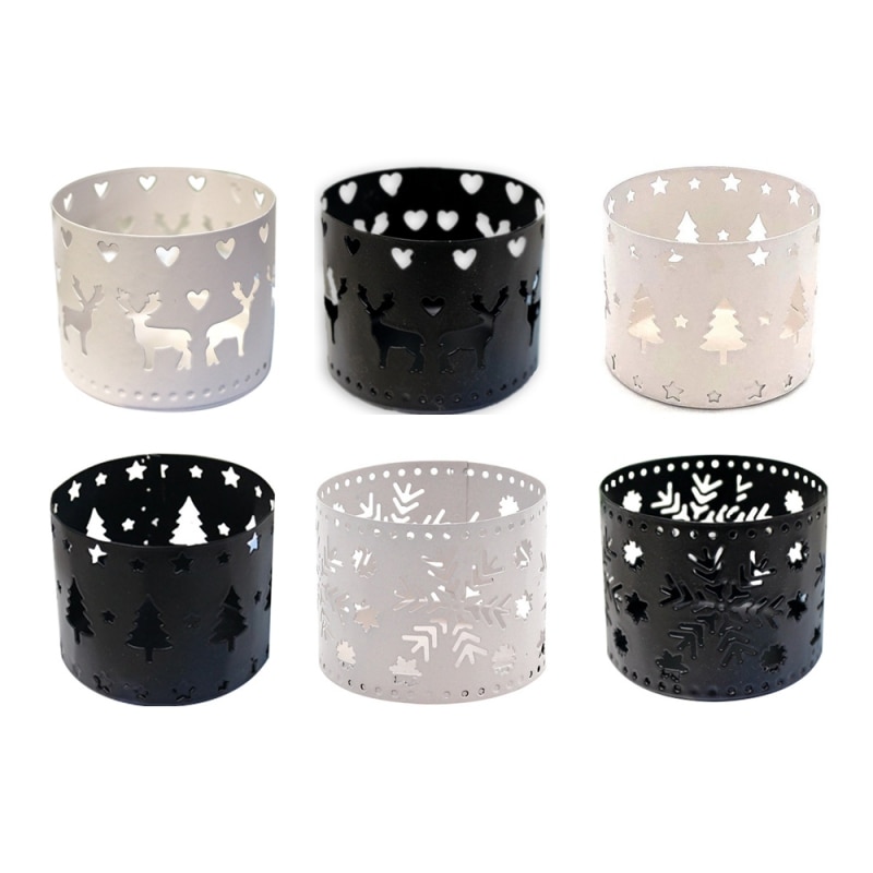 Christmas Hollow Iron Candle Holder Candlestick Novelty Home Party Decor Ornaments