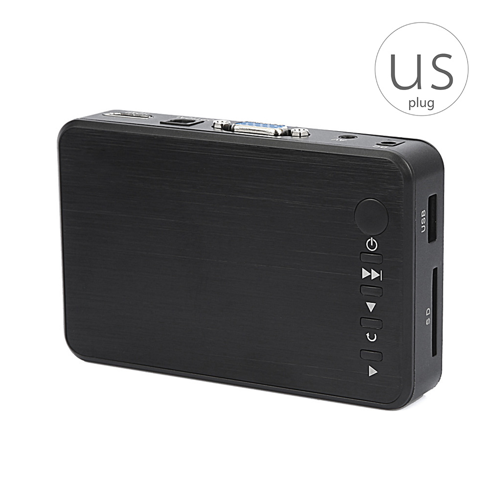 Mini full hd media multimediaspeler 1080p usb externe sd sdhc mmc-kaarten u-schijf mediaspeler vga av-uitgang eu/us/uk/au-stekker: Ons stekker
