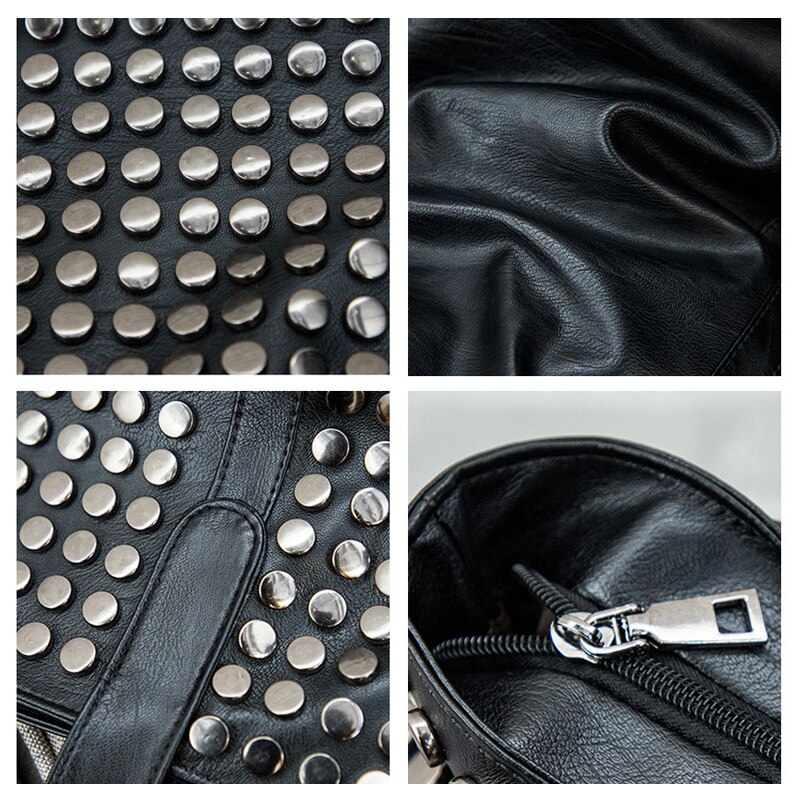 Rivet Women Pu Leather HandBags Female Lady Larger Capacity Famous Shoulder Bag Black