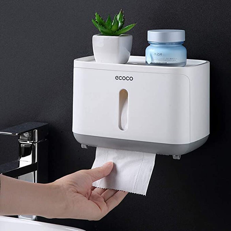 Badkamer wandgemonteerde toiletrolhouder, opbergplanken, lade, tissuepapierdoos, waterdichte opbergrekhouders