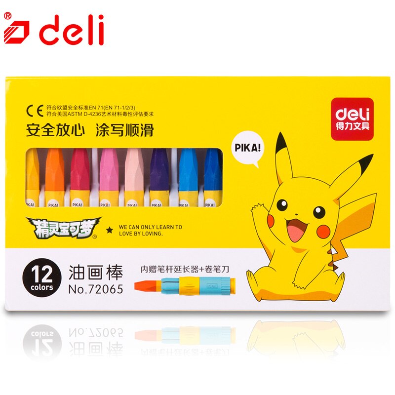 Deli Wax Crayon Kids Oil Painting Stick Candy Color Oil Pastel Crayon Child Safety Non-toxic Pastel 8/12/24/36/48 Colors Per Box: 72065 12color