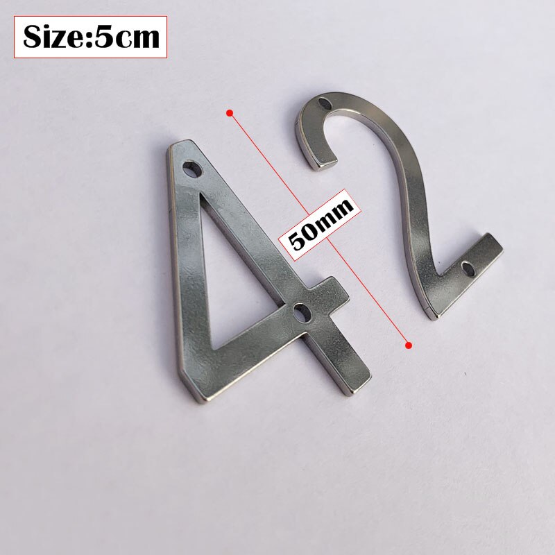 50mm Stainless Steel House Numbers With Screws Metal Digital Label Doorplate Door Plaque Number Signs For Mailbox Street Numbers
