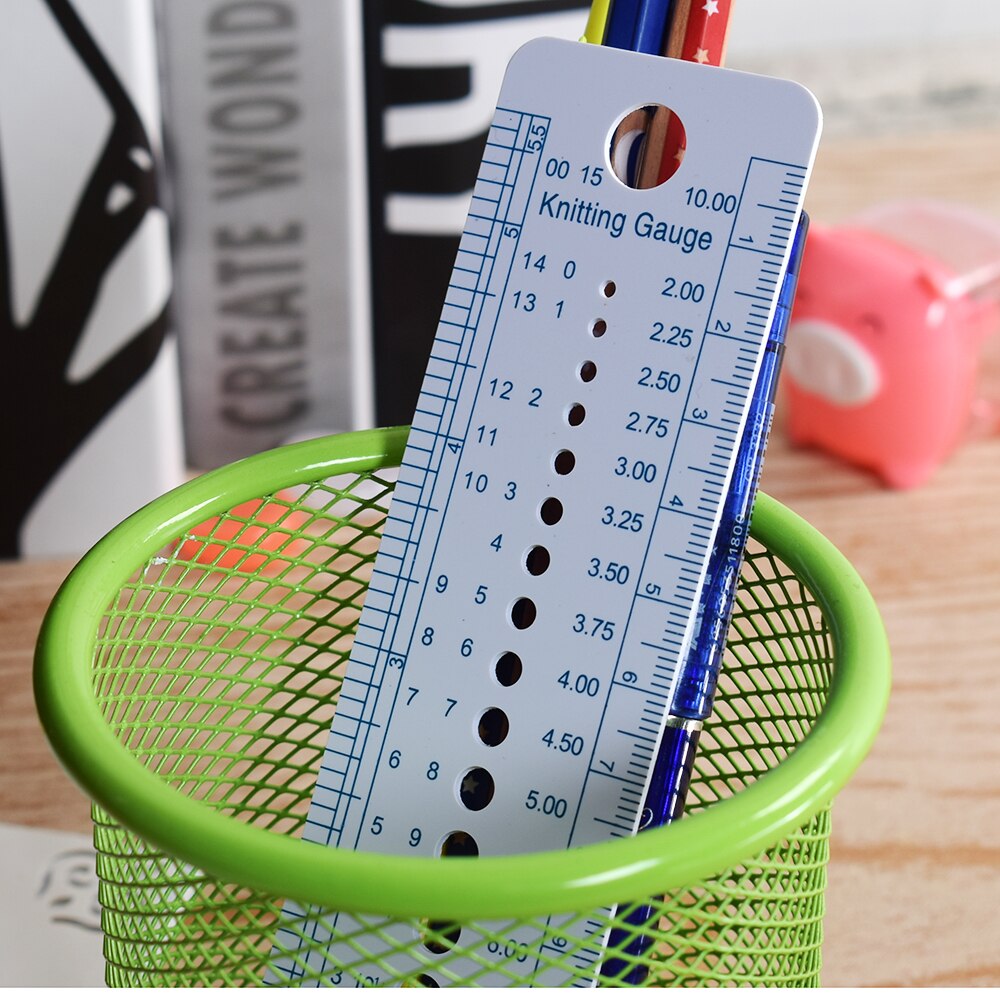 1pc striknål gauge tommer cm lineal sweater sting måleværktøj danmark størrelser 2-10mm bøjelige kaliber lineal
