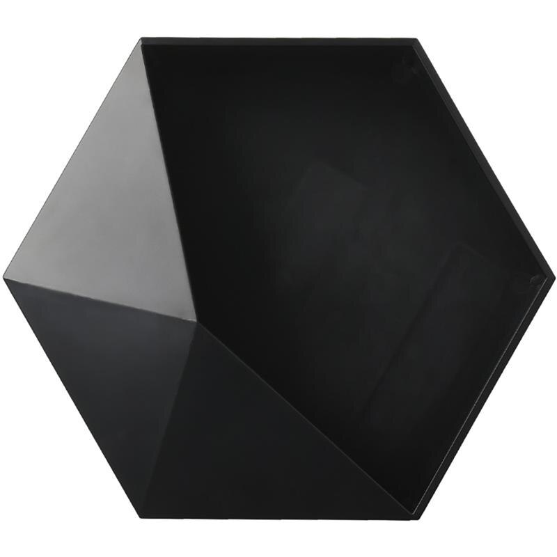 Hexagon vägghylla nordisk geometrisk vägg dekorativa hyllor slagfria förvaringsställ för vardagsrum sovrum badrum heminredning: Svart