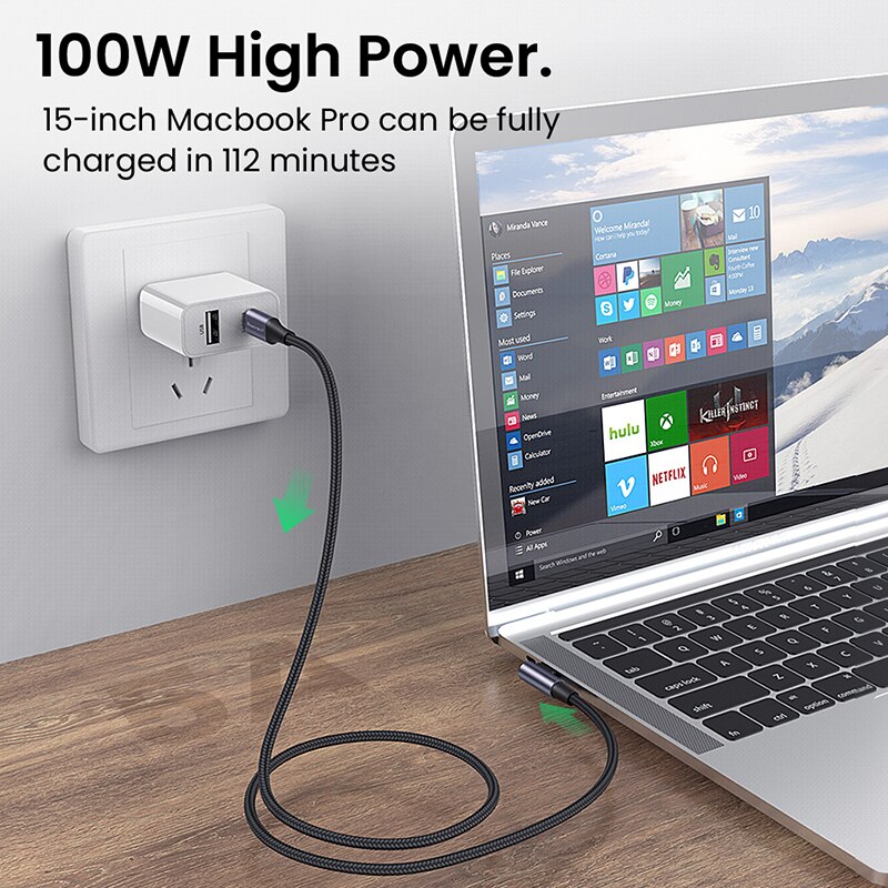 Elleboog Usb C Kabel 5A 100W/60W Usb Type C Data Kabel Voor Huawei Pro Pd USB-C snel Opladen Kabel Voor Samsung Type-C Oplaadsnoer