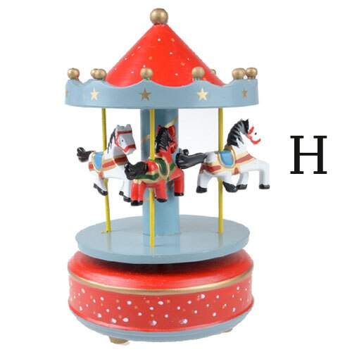 Giocattolo creativo Carosello di Legno della cassa di Risonanza Merry-Go-Round Music Box Giocattoli Per Bambini Regali Di Compleanno: H