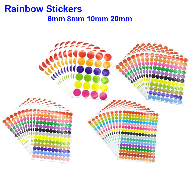 6mm 8mm 10mm 20mm Round Spot Circles Sealing Stiker Paper Labels Coloured Dot Stickers Adhesive Package Label Party Decoration