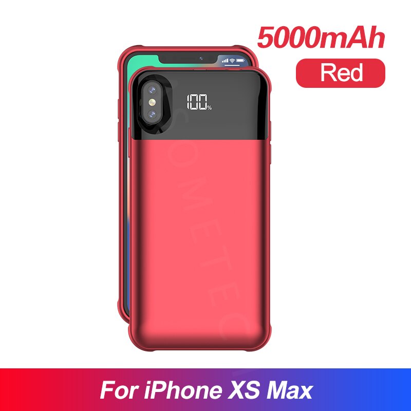 etui na baterie robić iPhone X XS XR XS MAX oddzielny wyświetlacz cyfrowy doprowadziło etui na Powerbank robić iPhone 11 zawodowiec MAX etui robić ładowania baterii: czerwony for XS MAX