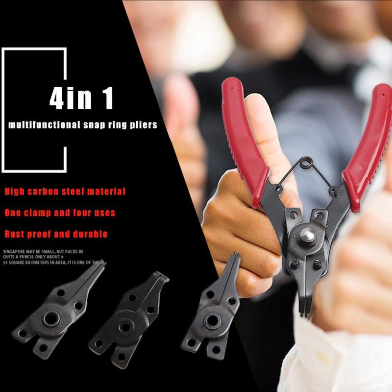 4 In 1 Multitool Snap Ring Pliers Set For Internal Head Clip Tools External Retaining Combination Spring Plier Disassembly G3S7
