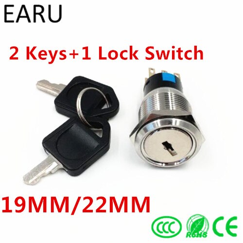 1pc 19mm Stainless Steel waterproof Key Lock switch 5A AC250V 2 3 Positions Key Switch Rotary Changeover Switch Online