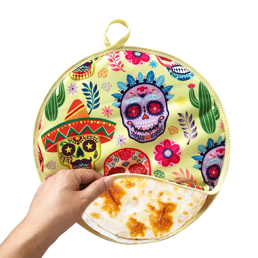 12 Inch Geïsoleerde Tas Hittebestendige Doek Picknick Restaurant Warm Houden Tortilla Warmer Pouch Meel Keuken Gedrukt Voor Magnetron
