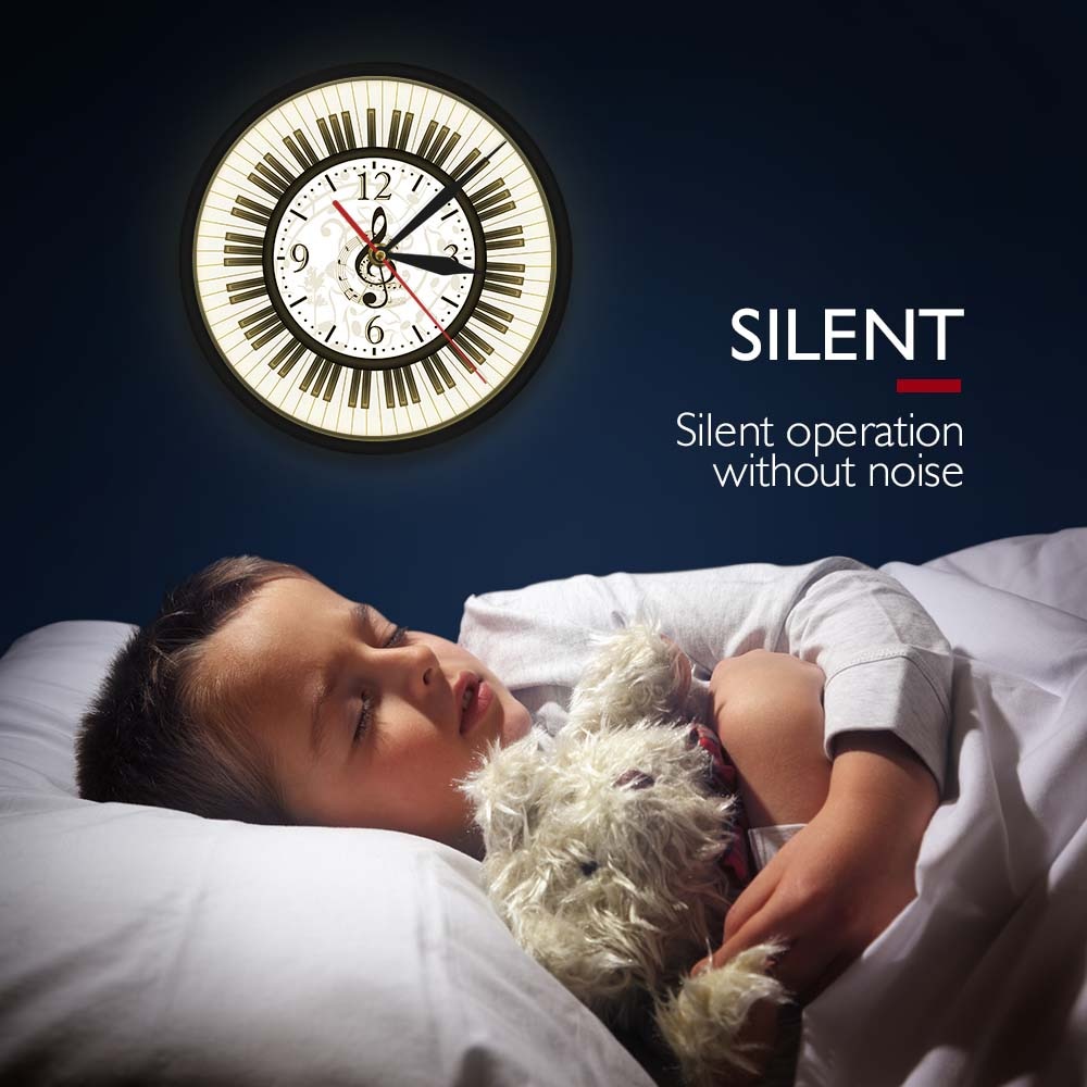 Teclado de Piano con marco de Metal, reloj LED de arte de pared, Control de sonido, notas musicales, reloj de pared, estudio de música, decoración, de pianista