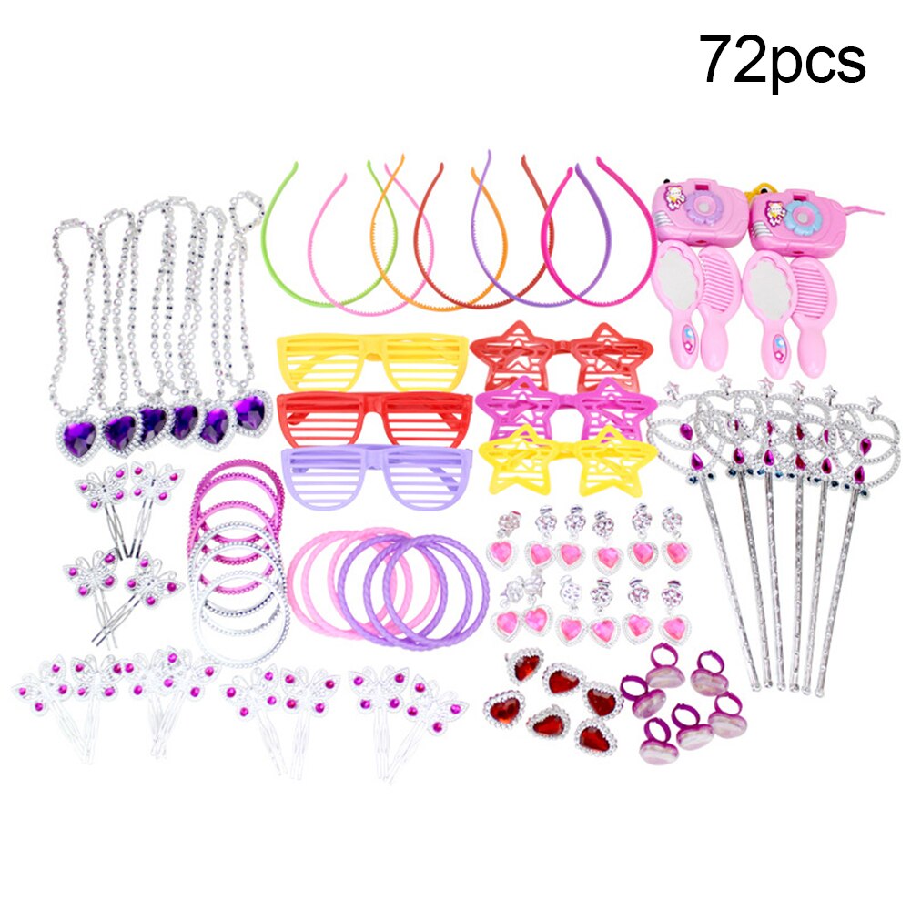 72 Stks/set Prinses Pretend Sieraden Ketting Fairy Wand Meisje Jurk Up Play Speelgoed Grote Set Voor Kid Meisjes Op verjaardag Perfect