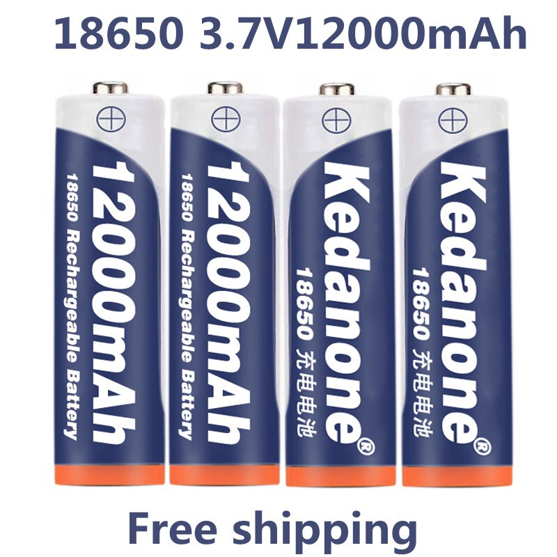 Wiederaufladbarer 18650- zellen-akku 18650 3.7v mah kapazität (li-ionen 12000 für taschenlampen