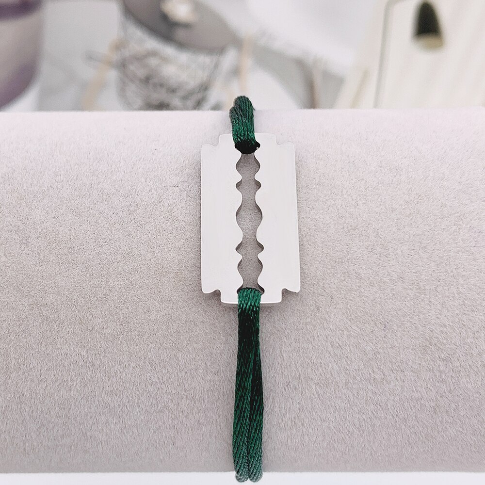 Stainless Steel Bracelet De Rasoir Blade Razor Bracelet With Black Red Rope Adjustable France Famous Brand Jewelry: 18TR-25