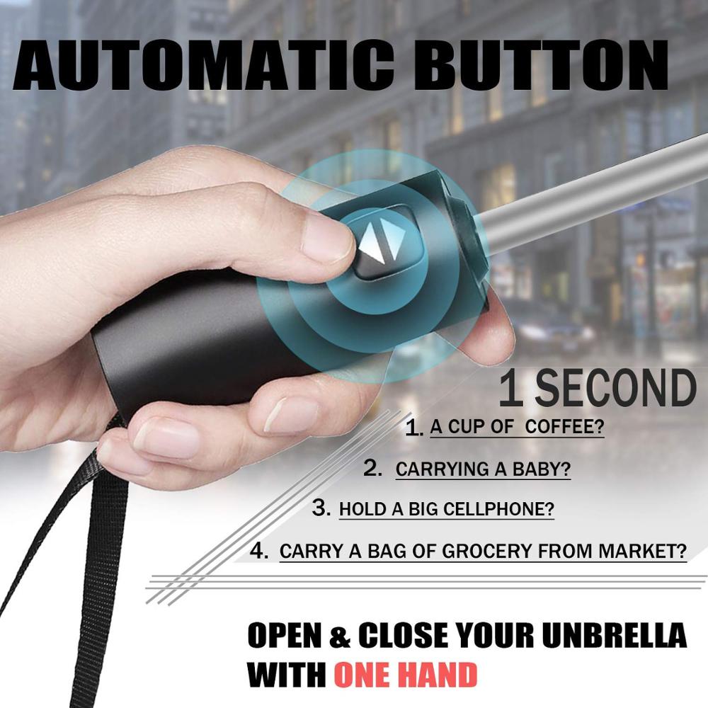Parapluie inversé Compact coupe-vent pliable | 10 côtes Auto ouvert et fermé pliant, petit parapluie de voyage inversé