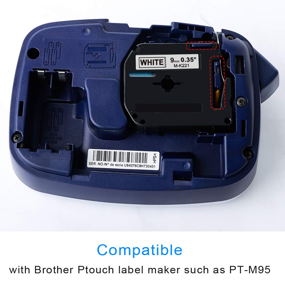 1Pc 9Mm * 8M M-K221 M-K121 M-K621 M-K421 Labeltapes Compatibel Voor Brother P-Touch Label printer Lint M-K221 MK-221 Mk221 MK221